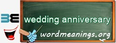 WordMeaning blackboard for wedding anniversary